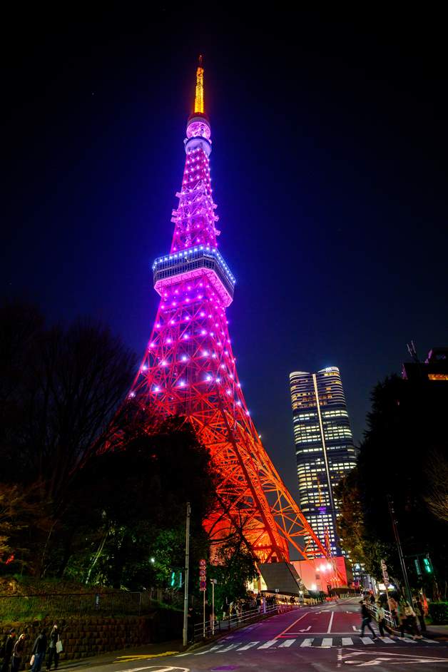 幻想的な光を放つ東京タワー