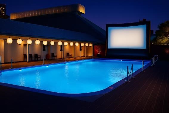 在“Sky Pool”举办的电影活动“NIGHT CINEMA”